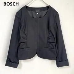 《BOSCH》ギャザー入りノーカラージャケット 黒 オフィカジ フォーマル★のサムネイル