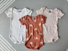 プチバトー　ボディスーツ3枚　12m／74センチ