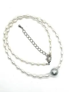 【アコヤ真珠】本真珠大珠シルバーグレーパールネックレス ベビーパール　テリ最強