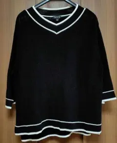 INDIVI 黒のVネックニット 表記38