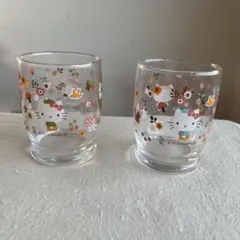 ハローキティ 花柄 ガラスコップ 2個セット