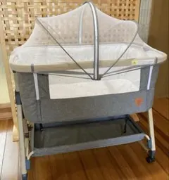 HZDMJ 美品　ベージュ メッシュカバー付き ベビーベッド　2024年購入 HZDMJ 美品 ベージュ メッシュカバー付き ベビーベッド 2024年