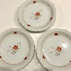 【有田焼】陶彩 赤絵　吾山窯 輪花皿 桔梗 花柄 赤絵 和食器 中皿 取皿