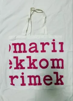 marimekko トートバッグ ノベルティ ロゴ ホワイト×ピンク