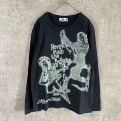 ヴィンテージ風 ロックプリント 長袖Tシャツ バンド系 ブラック Mサイズ