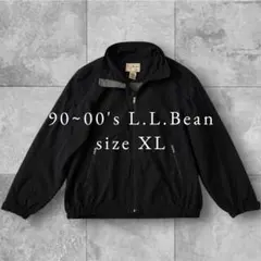 【L.L.Bean】00sナイロンジャケットフリースブラック黒刺繍ロゴ秋冬XL