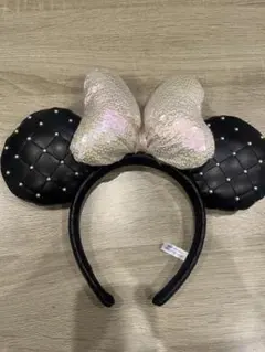 ディズニー ミニー カチューシャ ブラック リボン パール付き
