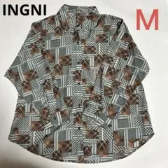 INZI 幾何学模様 長袖シャツ Mサイズ