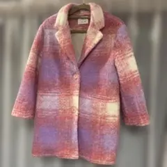 美品　ザラ　キッズ　zara KIDS ピンク　チェック柄　コート　10 140