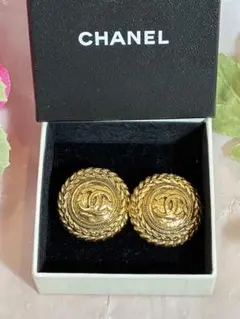 美品✨CHANEL ココマーク ラウンド イヤリング ゴールド 箱付き