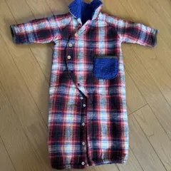 チェック柄ボアロンパース 50~70cm