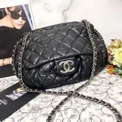 CHANEL シャネル【美品】チェーンアラウンド ダブルフラップ マトラッセ 黒のサムネイル