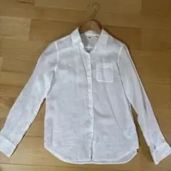 ユニクロ　リネン ホワイト 長袖シャツ Mサイズ