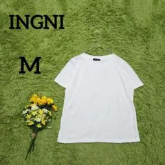 【イング】白ベーシックTシャツ　M　柔らかコットン混　着回し万能　シンプル