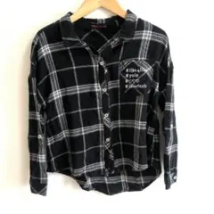 Lovetoxic チェック柄シャツ 長袖 ブラック(М・150相当)