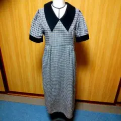 Daycloset 千鳥格子柄レトロビッグカラータイトワンピース　Lサイズのサムネイル