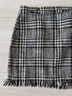 ZARA★チェック柄フリンジ付きミニスカート