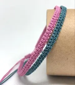 【カラー変更可】ペアミサンガ アンクレット　ブレスレット　ワックスコード
