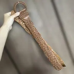 ブラウンレザー編み込みベルト