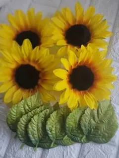 ひまわりと葉のセット 造花