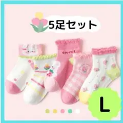 キッズソックス くつ下 女の子 5足セット 17～19cm 保育 幼稚園 小学生