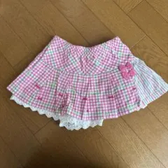 ［美品］KP フリル付きピンクチェックスカート