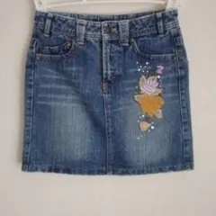 デニム刺繍　ミニスカート　膝上　y2k 平成女子　女児　S