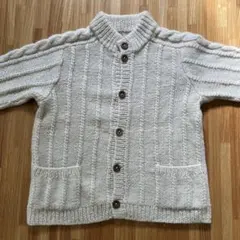 ハンドメイドケーブル編み ニットカーディガン