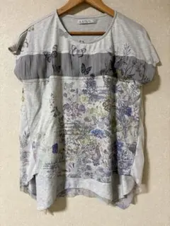 is scolar 花柄 蝶刺繍 半袖レースTシャツ　Mサイズ