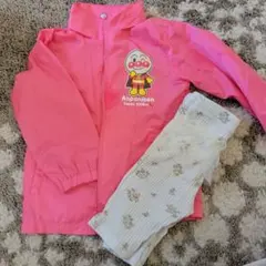 女の子用　アンパンマン ピンク ウインドブレーカーとパンツセット 100cm