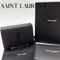 サンローラン YSL ブラックレザー 三つ折り財布 黒