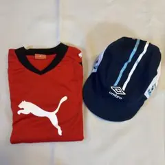 PUMA サッカーウェア 長袖シャツ レッド×ブラック 120 帽子セットのサムネイル