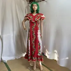フラダンス用赤いロングドレス　着丈1m30センチ ウェスト68センチ