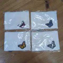 蝶の刺繍ワッペン付き　ホワイトマスク　 4枚セット