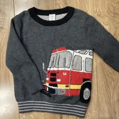baby GAP 消防車デザイン トレーナー 2歳用　ニット　セーター　グレー