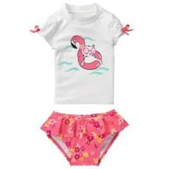 新品 GYMBOREE ジンボリー ラッシュガード水着 90 猫フラミンゴ 2t