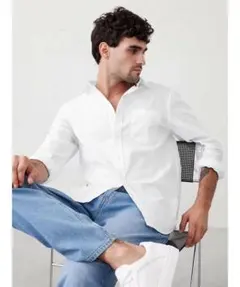 【新品】BANANA REPUBLIC アンタックシャツ ホワイト サイズ XLのサムネイル