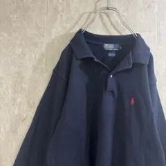 POLO　ポロラルフローレン　ポニー　刺繍ロゴ　ポロシャツ　長袖　古着　90s