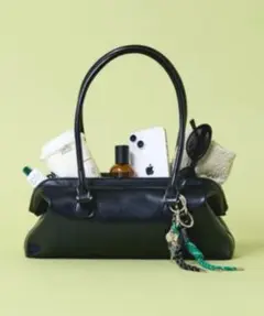 CIAOPANIC TYPY よもバッグ がま口ボストン ブラック 合皮 大容量