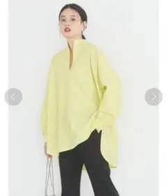 アメリカンホリック★バンドカラー　BIGシャツ　長袖シャツ　春色カラー