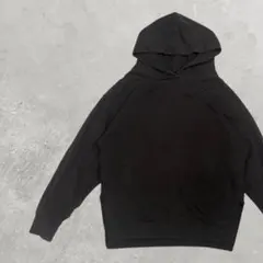 シンプル無地ブラックプルオーバーパーカーフーディーストリートメンズL相当