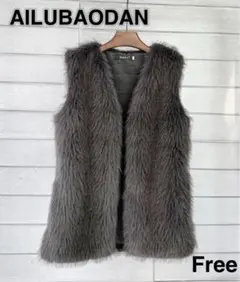 deux amour AILUBAODAN グレー ファーコート ベスト フリー
