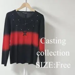 【美品】レディース 長袖 ニット カーディガン 薄手 刺繍 花 黒 赤 おしゃれ