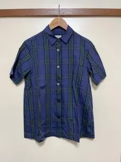 steven alan 半袖シャツ M ネイビー・グリーンチェック