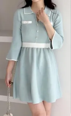 ROYAL PARTYミニフレアーワンピース フリーサイズ　ブルー　新品未使用