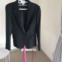 美品！黒 ストライプ ブレザー 1つボタン三点セットスーツ