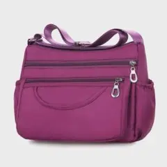 軽量 ショルダーバッグ 2Way ナイロン 斜めがけ 肩掛け パープル系