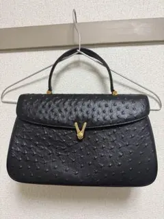 オーストリッチ風ブラックハンドバッグ