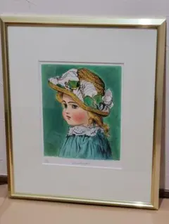 油絵　高光一也　額装　サイン有　人形の絵画 油彩画 K.Takami 少女像 油絵 高光一也 額装 サイン有 人形の絵画 油彩画 K.Takami 少女像