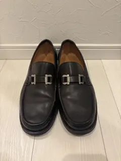 美品 27cm◎フェラガモガンチ一二革靴 ビットローファー黒　　イタリア製